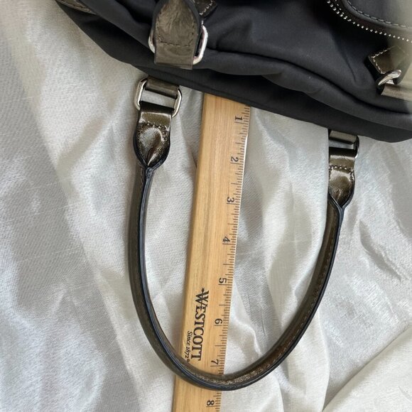 MZ Wallace Kara Satchel Bag Nylon Patent Leather Trim Dual Handle 6 Pockets Gray - Picture 15 of 16